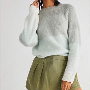 Free People NWT Colorblock Women's Sweater Size small teal wool blend